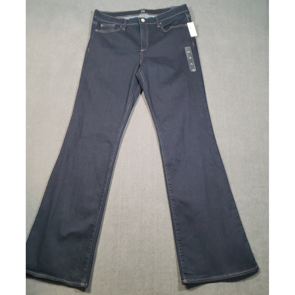 Gap Perfect Boot Jeans Womens 32 Regular Dark Indigo Blue Stretch Mid Rise New